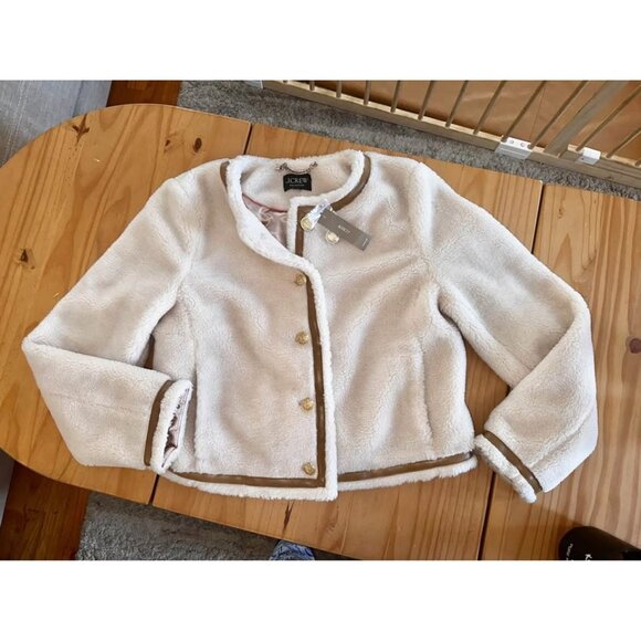 NEW $298 J.Crew limited edition Sherpa blend cropped lady jacket. Size 8 womens - Picture 3 of 5
